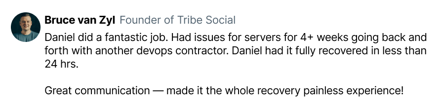 Client testimonial