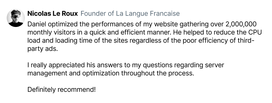 Client testimonial