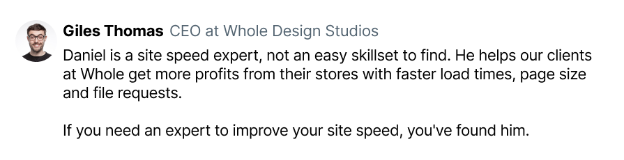Client testimonial
